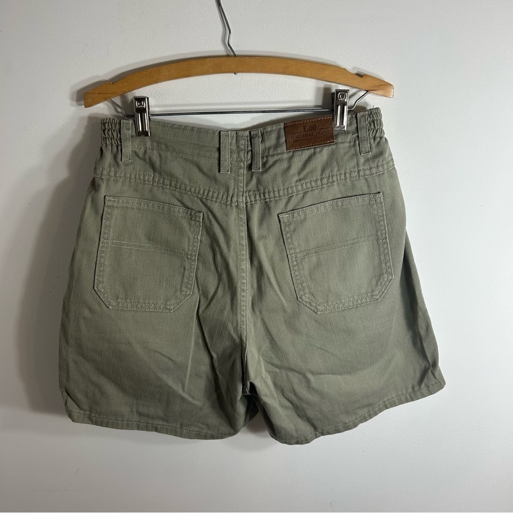 Lee High Waisted Denim Shorts Sz 12 Petite Gray Tan Mom Jean Vintage
